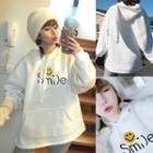 Smiley Embroidered Bunny Ear Hoodie