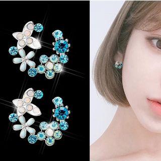 Rhinestone Butterfly & Flower Earring 01 - One Size