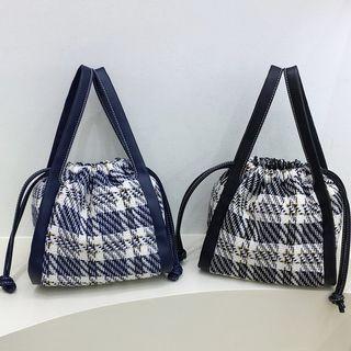 Plaid Drawstring Shoulder Bag
