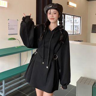 Cinch-waist Mini A-line Hoodie Dress