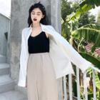 Plain Long-sleeve Loose-fit Shirt / Camisole Top / Loose-fit Pants
