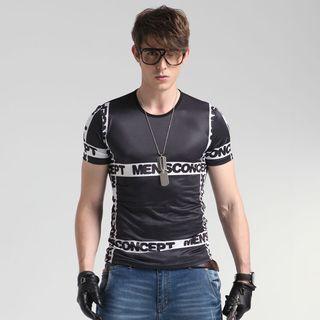 Short-sleeve Silk Lettering T-shirt