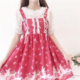 Ruffle Short-sleeve Lace Top