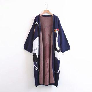 Crane Long Cardigan Navy Blue - One Size