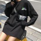 Set: Long-sleeve Lettering T-shirt + Mini Crossbody Bag