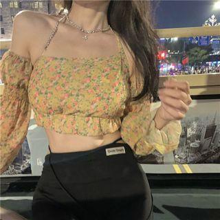 Floral Print Blouse Yellow & Pinnk - One Size
