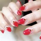 Embellished Faux Nail Tips 203 - Glue - Red - One Size
