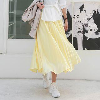 Satin Maxi Accordion-pleat Skirt