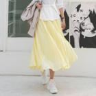 Satin Maxi Accordion-pleat Skirt