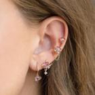 Set Of 5: Rhinestone Heart Stud Earring 95 - Gold - One Size