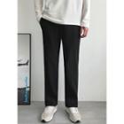 Drawstring-waist Ribbed Straight-cut Pants