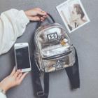 Applique Metallic Faux Leather Backpack