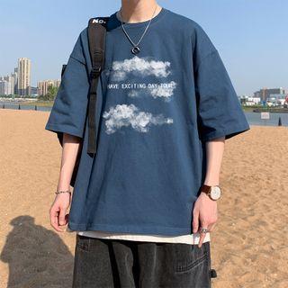 Lettering Print T-shirt / Set