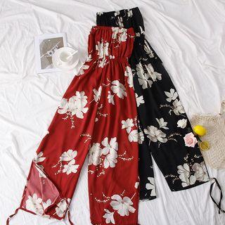 Flower-print Tube Jumpsuit