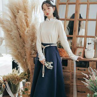 Set: A-line Midi Skirt + Sweater