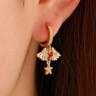 Wings Star Rhinestone Alloy Dangle Earring 01 - 1 Pair - Gold - One Size