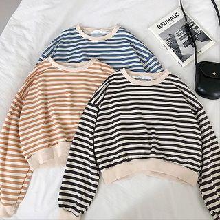 Color-block Striped Crewneck Long-sleeve Sweatshirt