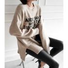 Letter-printed Dip-back Boxy Sweater