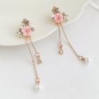 Flower Fringed Faux Pearl Earring 1 Pair - Pink - One Size