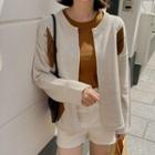 Open-front Argyle Knit Cardigan