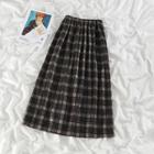 Plaid Midi A-line Skirt Skirt - Black - One Size