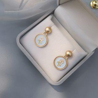 Flower Disc Alloy Dangle Earring 1 Pair - Gold - One Size