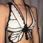 Halter Neck Butterfly Knit Crop Camisole Top