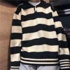 Striped Polo Sweater Stripe - Black & White - One Size