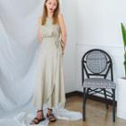 Set: Linen Blend Halter Top + Wrap Skirt