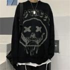 Skull Print Sweater With Lettering