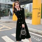 Long-sleeve Double Breasted Velvet Dress