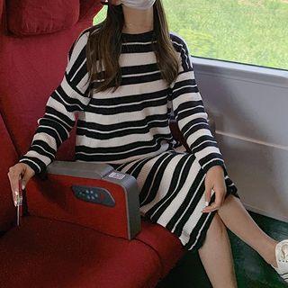 Striped Knit Midi Shift Dress