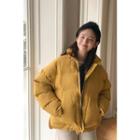 High-neck Padded Zip Jacket Mustard Yellow - One Size