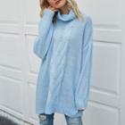 Long-sleeve Turtle Neck Knitted Tunic
