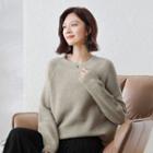 High-waist Round-neck Knit Sweater