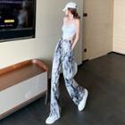 Marble Wide Leg Pants Marble - Gray - One Size
