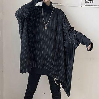 Cape-sleeve Striped Sweatshirt