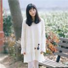 Pleated Hem Lace Long-sleeve Dress