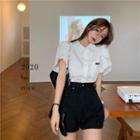 Short-sleeve Ruffled Shirt / High-waist Shorts