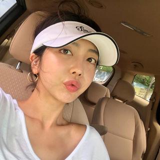 Letter-embroidered Sun Visor Cap White - One Size