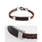 Metal-bar Genuine-leather Bracelet