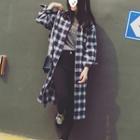 Long-sleeve Long Plaid Shirt As Shown In Figure - One Size