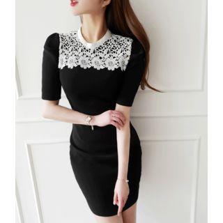 Lace-panel Sheath Minidress One Size