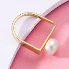Faux Pearl Geometric Alloy Ring Ring - Gold - One Size