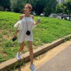 Cold-shoulder Flutter-sleeve Mini Dress