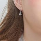 925 Sterling Silver Triangle Caged Rhinestone Dangle Earring 1 Pair - One Size