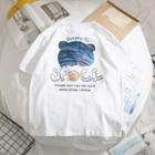 Space Bear Print Short-sleeve T-shirt