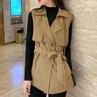 Double-breasted Trench Vest / Mock-turtleneck Long-sleeve Top / Sleeveless Double-breasted Midi A-line Dress / A-line Skirt / Set