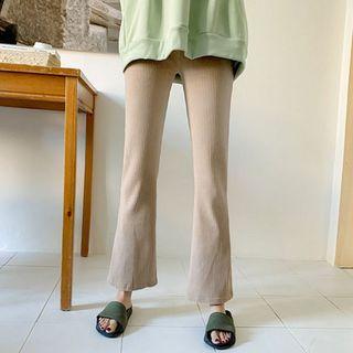 Plus Size Band-waist Corduroy Boot-cut Pants