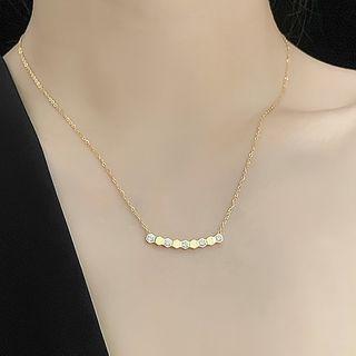 Stainless Steel Rhinestone Beehive Pendant Necklace